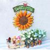 Garden Creative Living Room Wall Decorations WELCOME Sun Flower Pendant European Style Iron Mural Farmhouse Decor