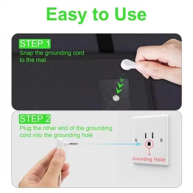 Заземляющий коврик 27×76 дюймов для лучшего сна, облегчения боли и снижения стресса - Заземляющий коврик с заземляющим шнуром, идеально подходит для сна