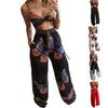 Women Boho 2 Piece Outfit Sets Bohemian Butterfly Print Crop Top+Wide Leg Long Palazzo Pants Summer Beachwear