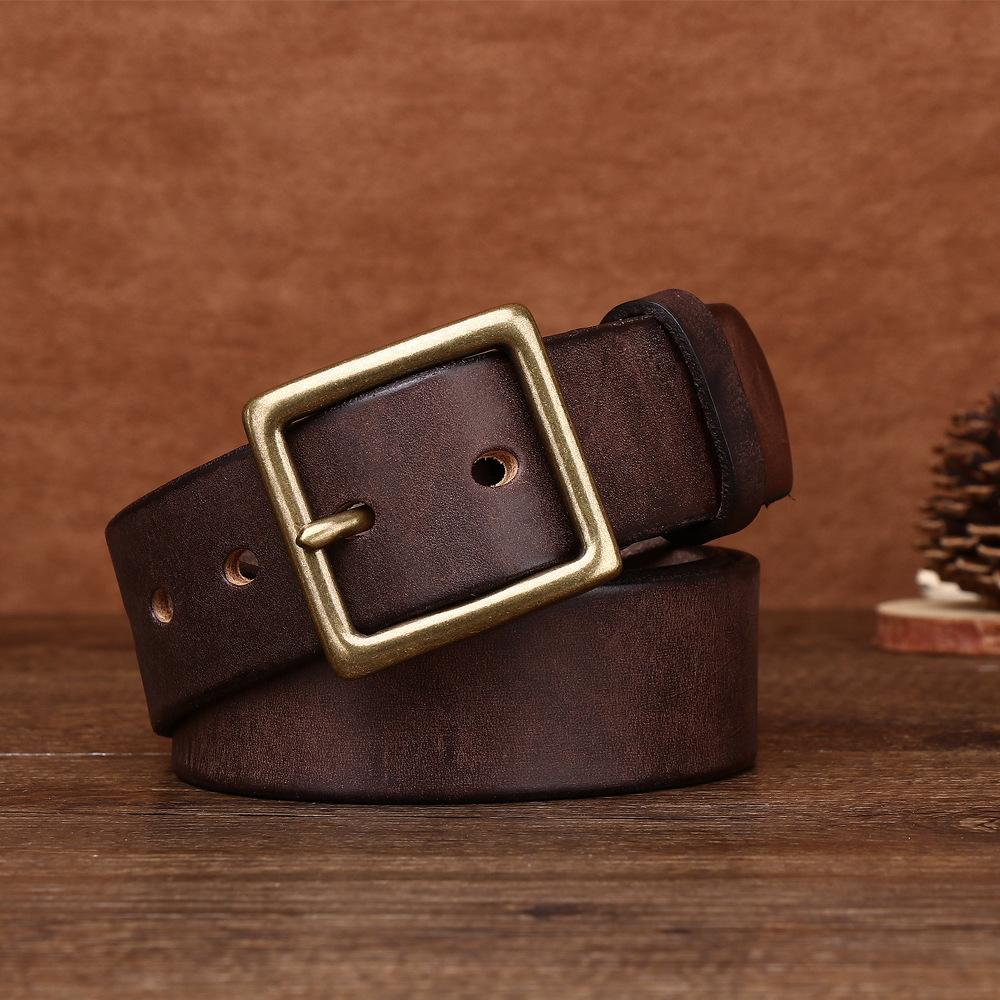 Ремень, первый слой, ретро-ремень, пряжка, повседневный ремень, модный джинсовый ремень ручной работы.