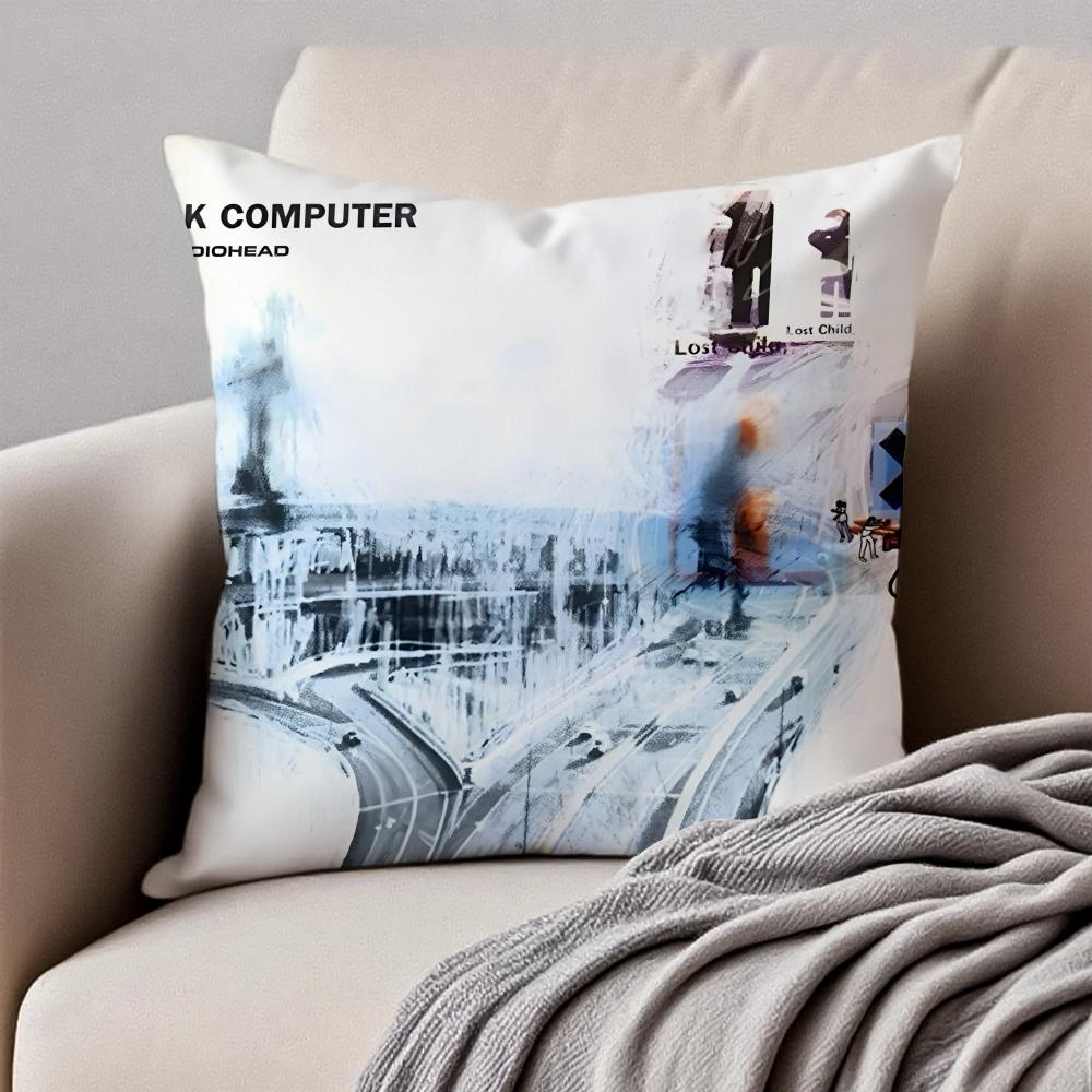 RRadiohead Cushion Cover Pillowcase Antidustmite Invisible Zipper Short Plush Sofa Cushion