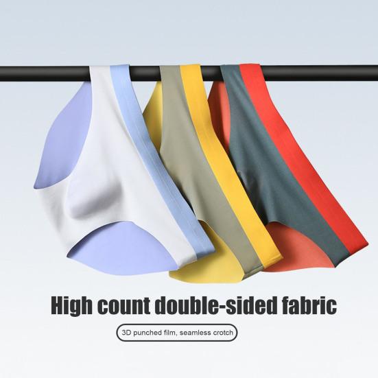 Мужские трусы средней посадки с эластичной талией, дышащее нижнее белье, 3D U-образный вырез, бесшовные тонкие трусики, повседневная одежда