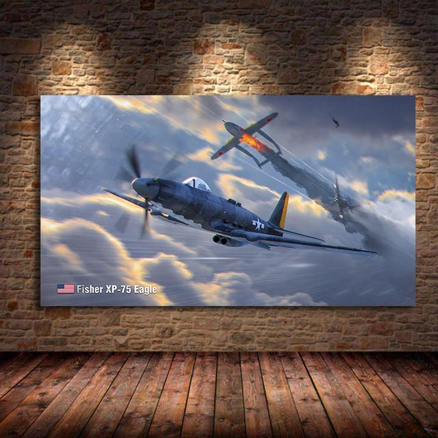 Bf109 Fighter Air Combat Monoplane Fighter Canvas Painting Classic Aircraft Living Room Home Bedroom Decoration Wall Art Picture