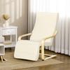 Lounge Chair with Cushion, 5-Level Footrest, Birch Wood, Up to 120 kg, 66.5 x 94 x 100 cm, Cream White