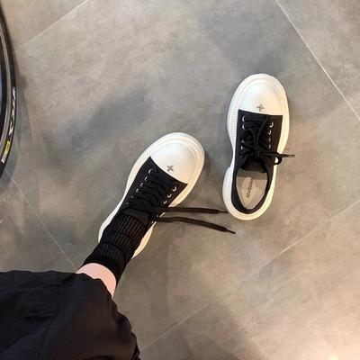 Виноградная мать studiolee большая круглая головка 8 см толстая подошва усиливающая шнуровка круглая головка маленькие белые туфли повседневная парусиновая обувь женская осень