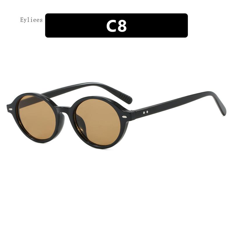 Винтажные овальные солнцезащитные очки Женские Роскошные Дизайнерские Маленькие Овальные Солнцезащитные Очки Ретро Мужские Заклепки Солнцезащитные Очки Oculus роскошный дизайнер