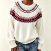 Женский объемный вязаный свитер с узором Fair Isle, свободный крой, с круглым вырезом, пуловер, зимний
