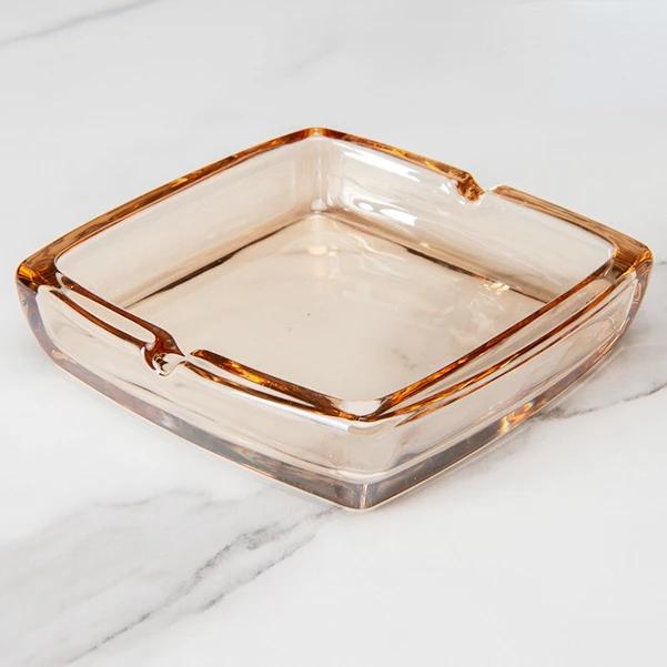 Classic Square Crystal Glass Ashtray for Men and Women, Transparent Smoke Cup, Creative Home Bar, Living Room, Simple Factories