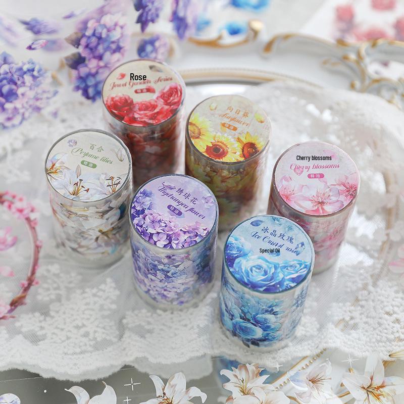 Блокнот на ПЭТ-ленте серии Gem Garden: Европейский коллаж из роз и цветов, 6 дизайнов