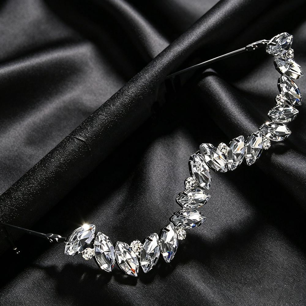 Waterdrop Shape Rhinestone Eyeglass Frame Foldable Half Frame Glasses Chain Gifts