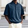 Мужская футболка с лацканами, короткий рукав, повседневная летняя футболка с нагрудным карманом, однотонная свободная футболка для офиса, отпуска, повседневная одежда
