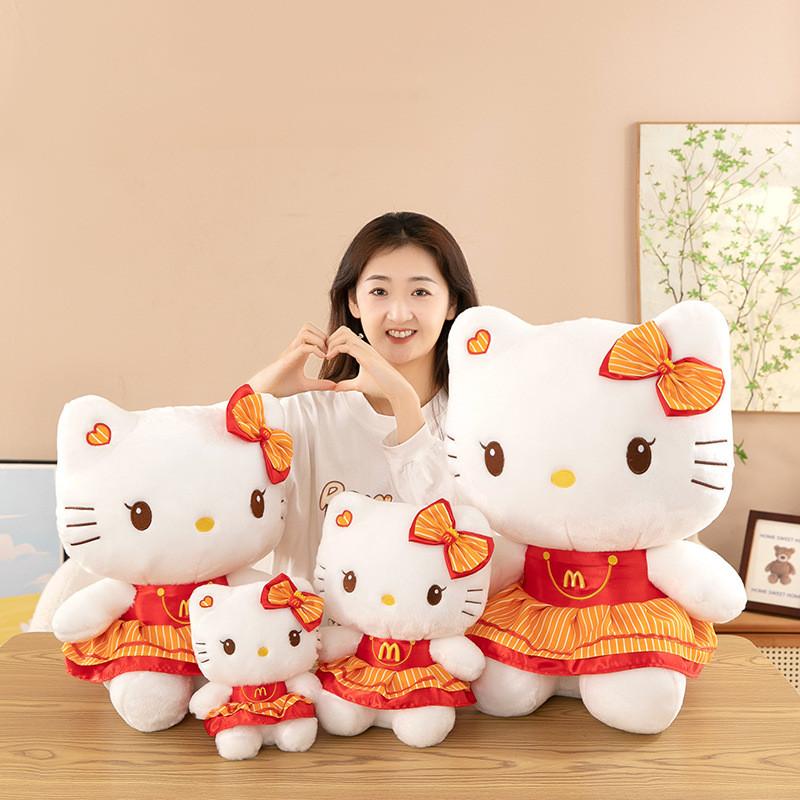 Очаровательная плюшевая кукла Китти в очаровательном красном платье, идеально подходящая для детских коллекций