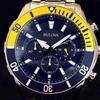 Б/у [BULOVA] Bulova/Мужские часы/Стильные/Хронограф/Крайне редкие/Для мужчин/Желтое золото.Серебристый.Синий цвет/Товар с витрины специальная цена