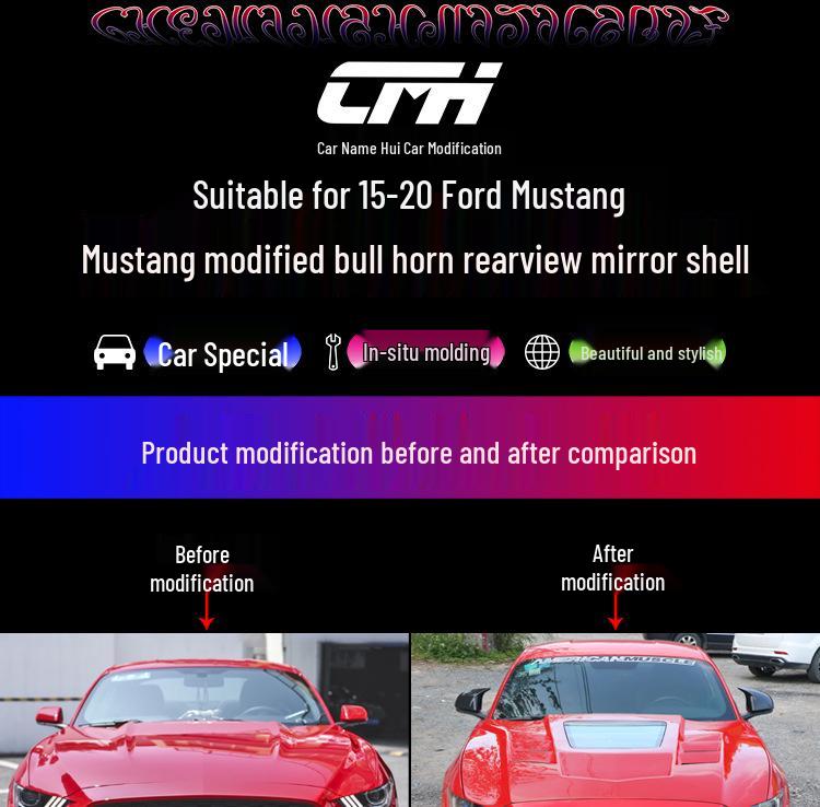 Накладка на зеркало заднего вида из сухого углеволокна для Ford Mustang 2015-2022