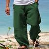 Men's Beach Pants Drawstring Elastic Waist Straight Solid Color Comfortable Casual Daily Resort Trousers