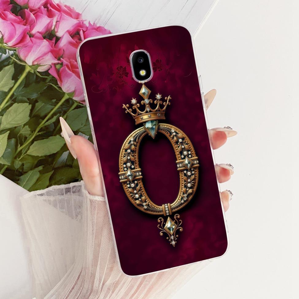 Clear Casing For Samsung J5 2017 SM-J530F Cover For Samsung Galaxy J5 Pro 2017 Case Luxury Crown A-Z Letters 2D Flat Pattern
