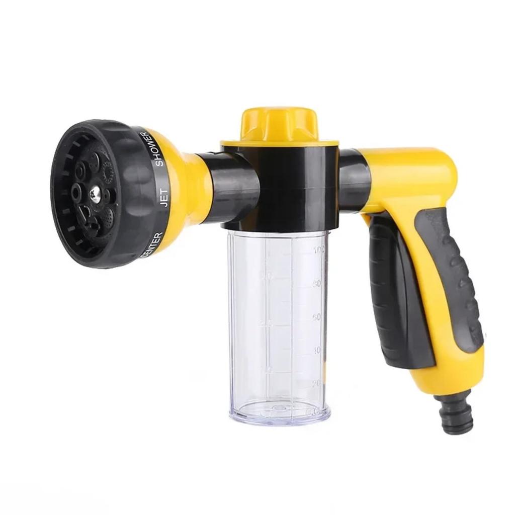 Multifunctional Adjustable Mode Water Guns Nozzle Hose Washer Garden Watering Jet Sprayer With Foam Container Fertilizer Tools KTY