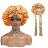 Hair Bonnet Satin Custom logo  Silk  Bonnets Double Layer Bonnet with Long Tie