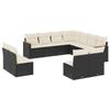 VidaXL Salon de Jardin avec Coussins 11 pcs, Canapés de Terrasse, Ensemble de Meubles de Patio, Mobilier d'Extérieur, Noir 3226084
