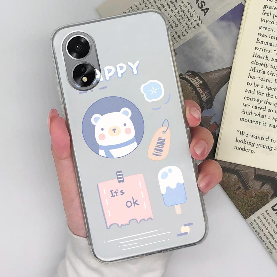 Case Cover For OPPO Reno10 Pro A38 A79 A98 Realme 11 Pro+ Cute Cat Owl Protective Phone Bags Transparent Matte Soft Silicone Shell For OPPO Bumper