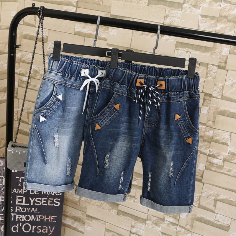 Women Summer Students Denim Shorts Female Five Points Wide Leg Harem Trousers