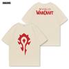 Футболка World of Warcraft 2025 Логотип Орды Значок Альянса WOW Американский Ретро Повседневный Тяжелый Хлопок Короткий Рукав