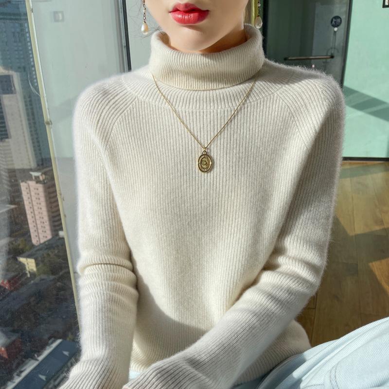 Women's Cashmere Sweater Thickened Qinghe Cashmere 30% Cashmere 70% Wool Women's Autumn and Winter Cashmere Pullover Soft and Warm