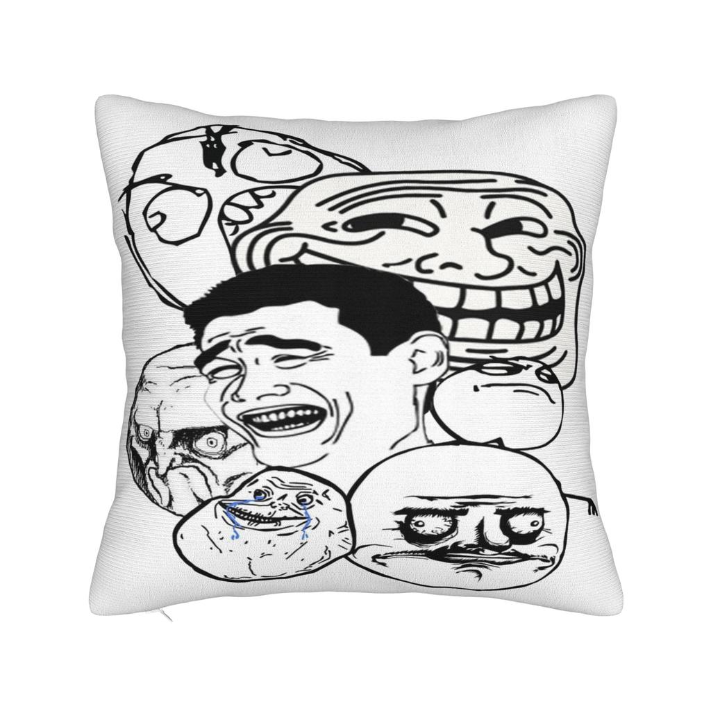 Мем Trollface Rage Comic Смешная Шутка Тролля Интернет Наволочки Винтажная Наволочка Для Свадебной Вечеринки Домашний Декор Чехол на Подушку