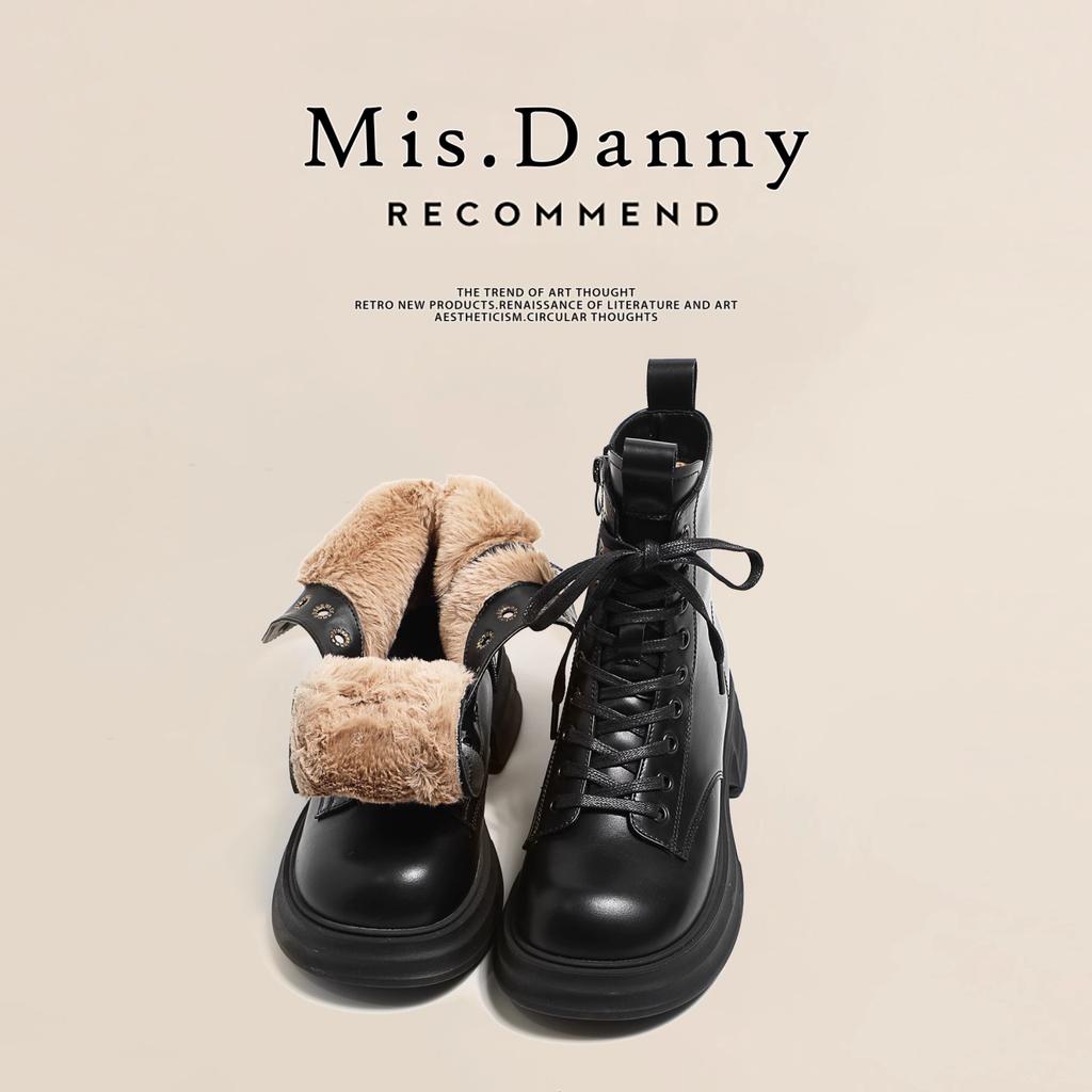 Fashion Autumn Women's Boots British Style Genuine Leather Women's Boots Comfortable and Warm Thick-soled Women's Shoes