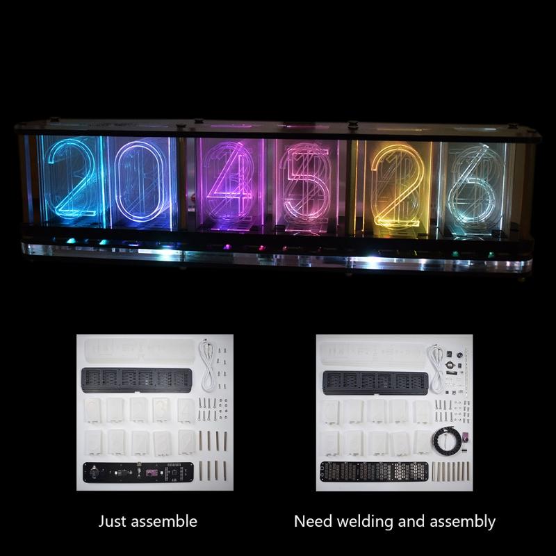Имитация полноцветного RGB светящегося трубчатого clock LED музыкального спектра DIY наборы Декорация Подарок Ночник Освещение атмосферы