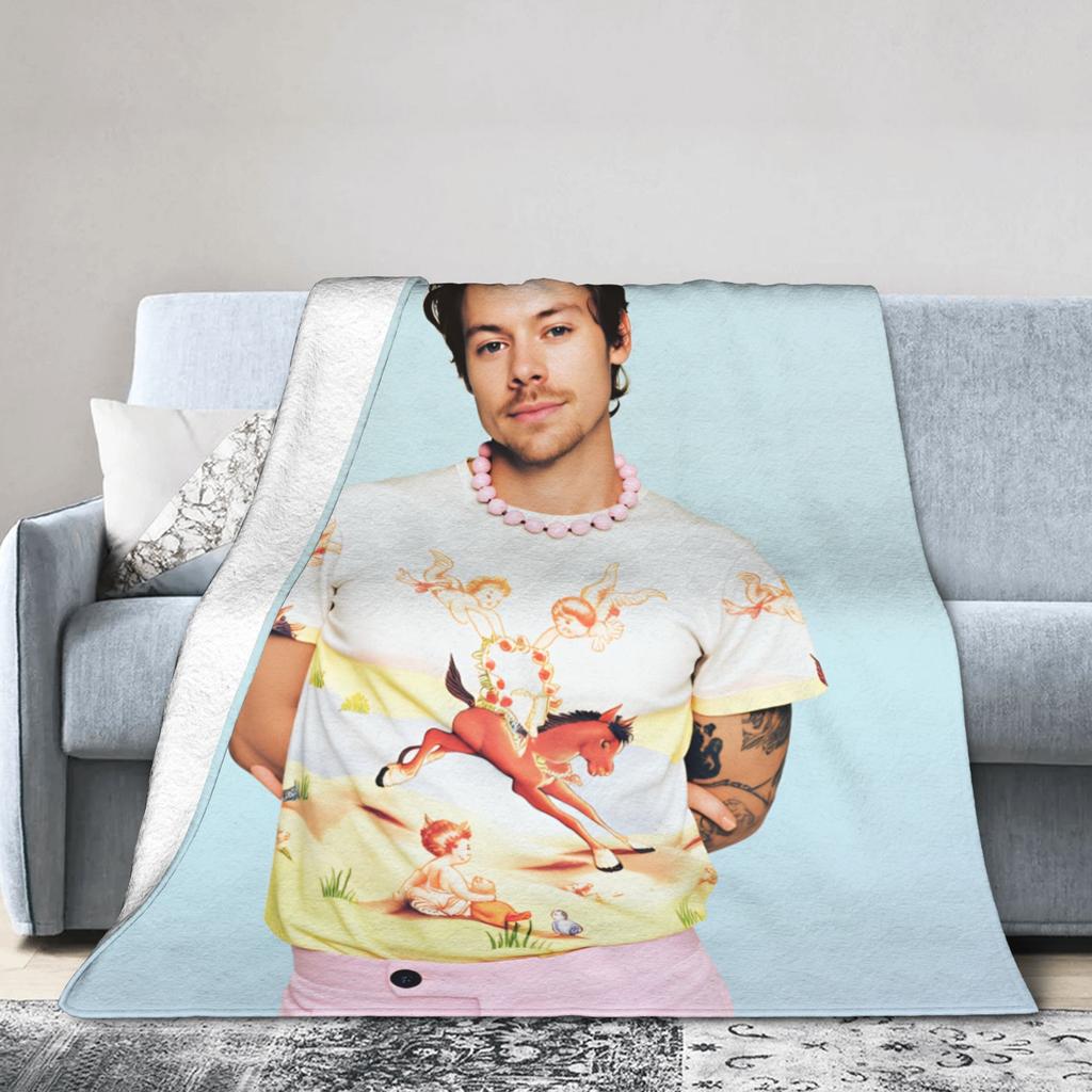 Warm Soft Blankets Children Picnic Harry Styles Throw Blanket Flannel Bedspread Chair Sofa Bed Novelty Sofa Bed Cover