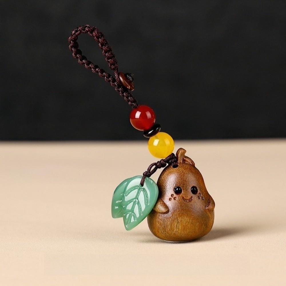 Sandalwood Bag Pendant Cartoon Wood Phone Chain Cute Pear Key Chain Jewelry Findings