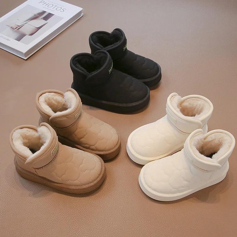 Kids Winter Shoes For Girl Solid Color Toddlers Snowboard Boots Thickened Warm Plush Kids Causal Ankle Snow Boots