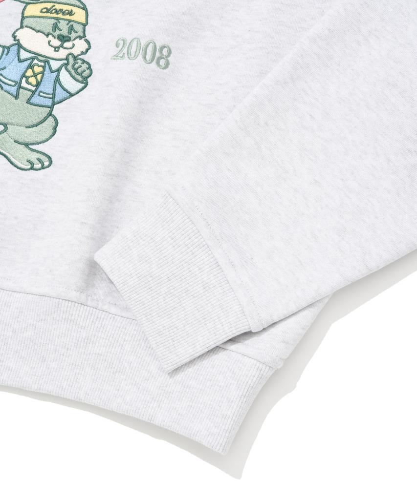 COVERNAT WOMAN Crop Cloverney Embroidered Sweatshirt Heather Gray