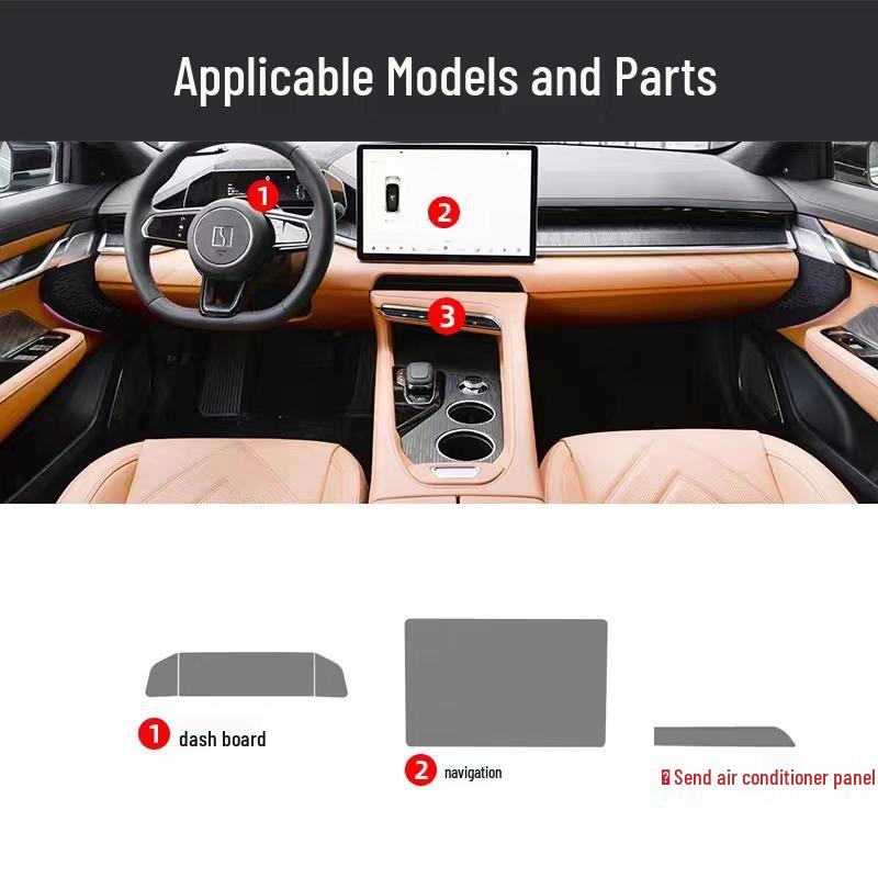 Zeekr 001 Smoked Headlight Film, Transparent Interior & Taillight Film, TPU Dashboard Screen Protector, Wear-Resistant