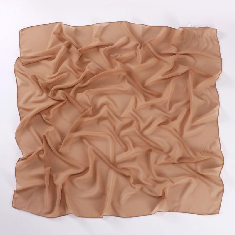 Versatile Solid Chiffon Scarf 90cm Square Headscarf For Women