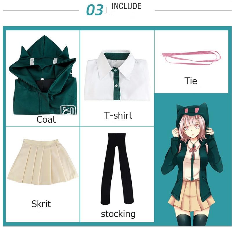 Японского аниме Super DanganRonpa 2 Nanami ChiaKi, карнавальный костюм, школьная форма, юбка Лоли для девочек