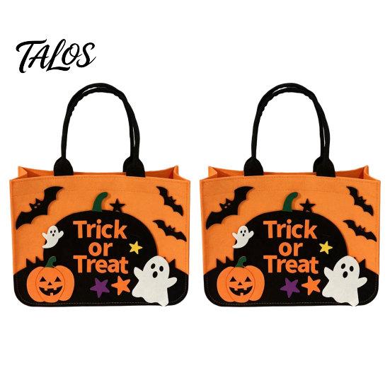 Держатель для конфет Trick Or Treat на Хэллоуин или Сумка, Фетровая Сумка для Сладостей с Нашитыми Тыквами и Привидениями, Большая Сумка-тоут для Детей, Сувенир для Вечеринки, Жуткая