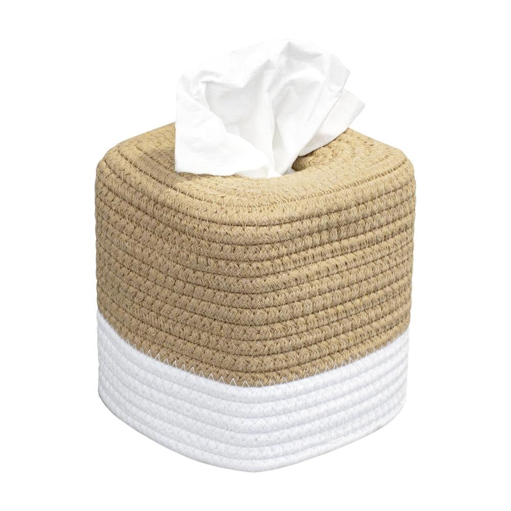 Hand-woven Minimalist Tissue Box Cotton Thread Napkin Storage Box Toilet Paper Box Office