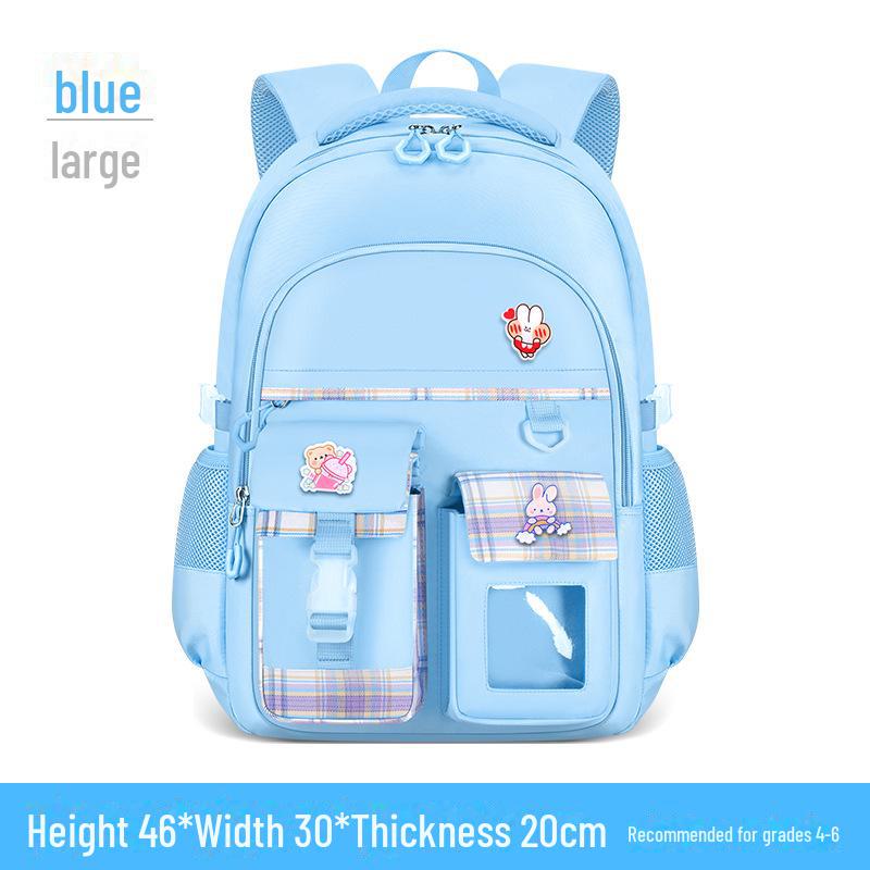 2024 Школьный ранец в клетку для девочек, легкий, с поддержкой позвоночника, большой вместимости, для детей 6-12 лет.