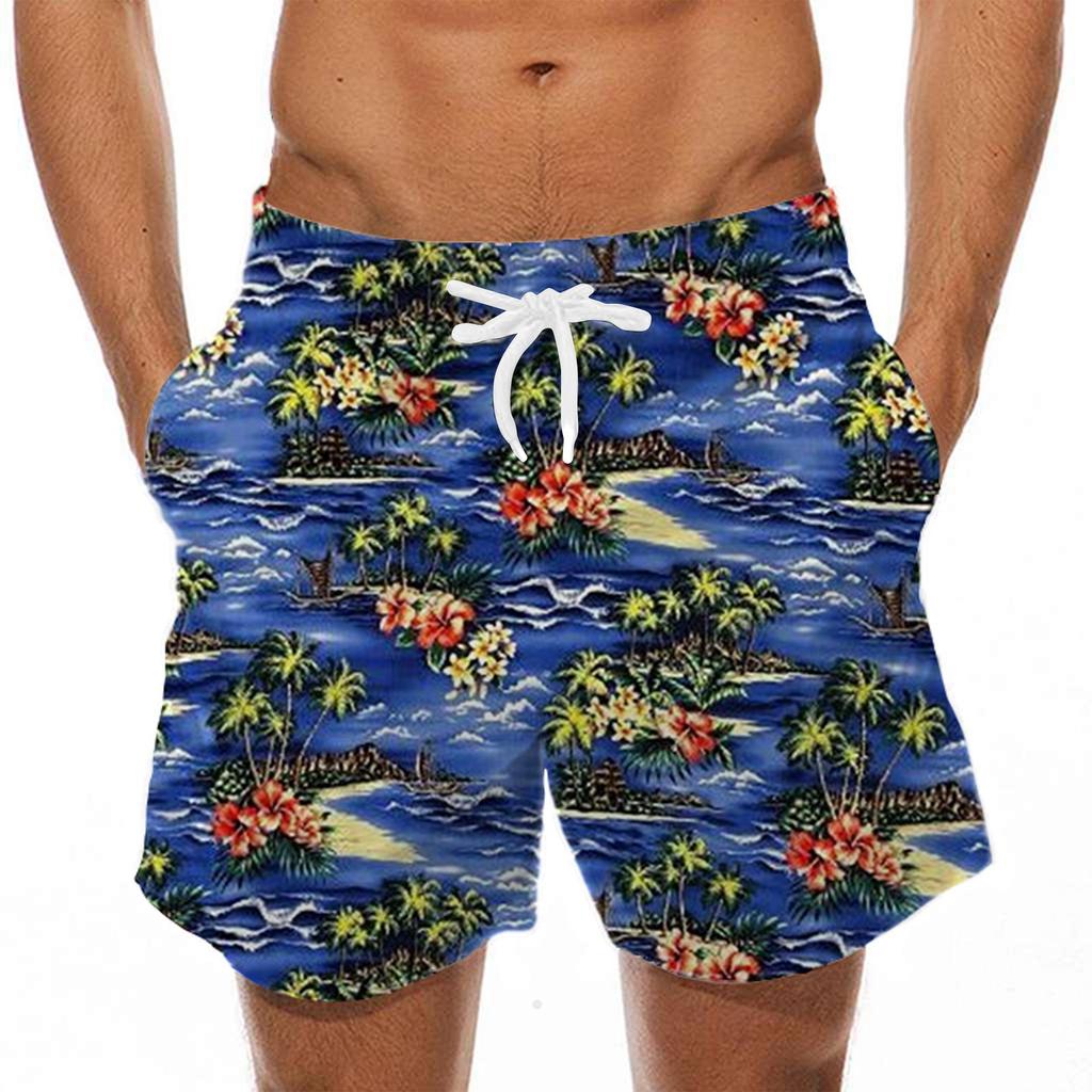 Модные мужские гавайские пляжные спортивные повседневные шорты с ремешками и брюками