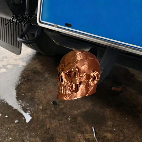 SUV Hitch Plugs Skull Trailer Cover, Universal Tow Ball 3D Printed Dust Hardcore Style Truck Gear Cap Protector with Crack Texture, Rustproof