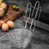 Круглая сетчатая корзина для жарки во фритюре с крючком для ободка кастрюли, корзина для жарки с функцией слива масла, для легкого слива, углубленная, большая вместимость, из нержавеющей стали, противоскользящая