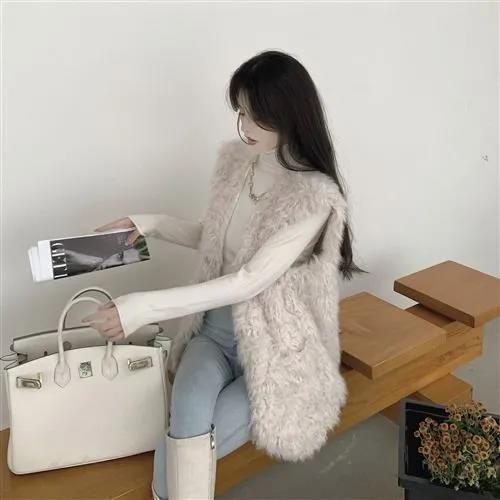 Autumn and winter new fur vest women's imitation fox wool lamb wool vest wearing a small fragrant wind fur coat