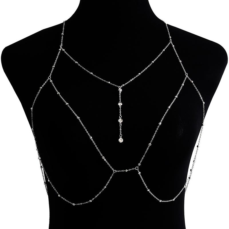 Cross Chest Breast Belly Body Chain Necklace For Women Girls Bra Wedding Sexy Ball Body Jewelry Prom Party Deco Accessories