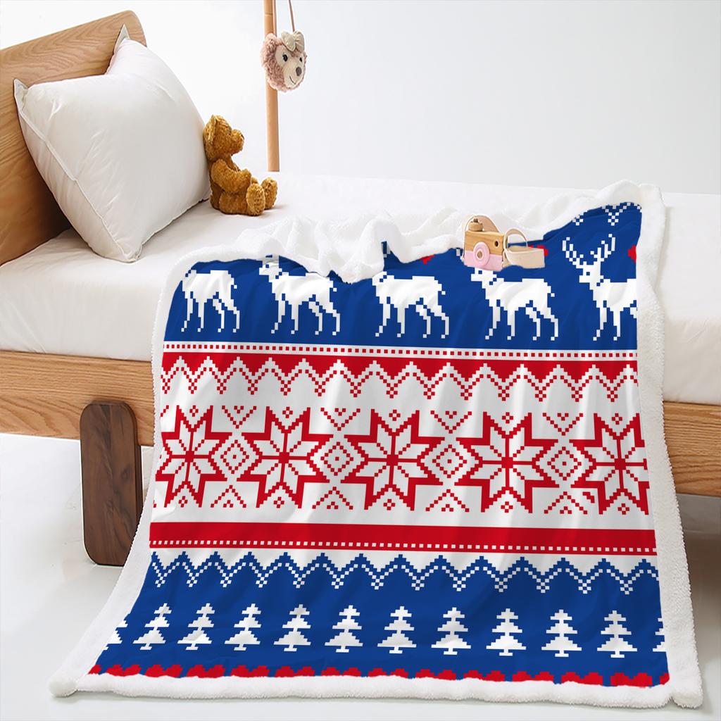 Blanket 2D Digital Printing Christmas Lamb Fleece Crystal Fleece Blanket Blanket