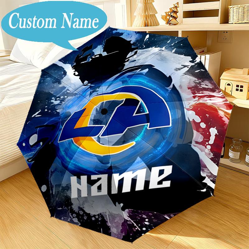 Custom Name Umbrella Rams Fan Gear USA Umbrella 8-Frame for Travel, Camping, Casual Lightweight Portable, Essential for Family Gifts