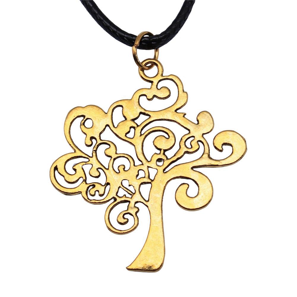 Антикварный кулон-ожерелье "Древо Жизни" Nature Boho Statement Jewelry 45см Кожаная цепочка