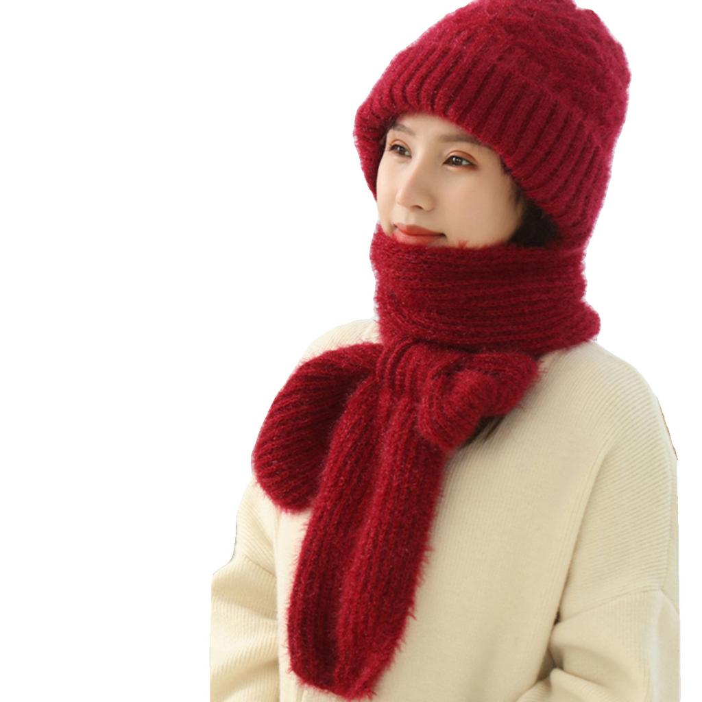 Hat and Scarf Integrated Women"s Winter 2023 New Women"s Woolen Hat Winter with Scarf To Keep Warm,
