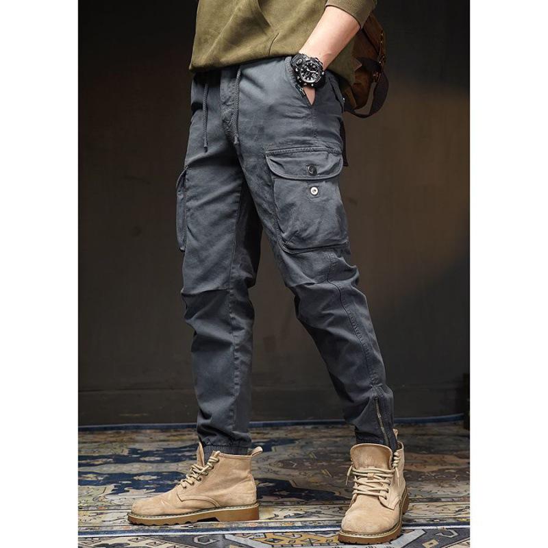 Мужские модные брюки с манжетами на резинке для активного отдыха - весна и осень, европейский/американский стиль